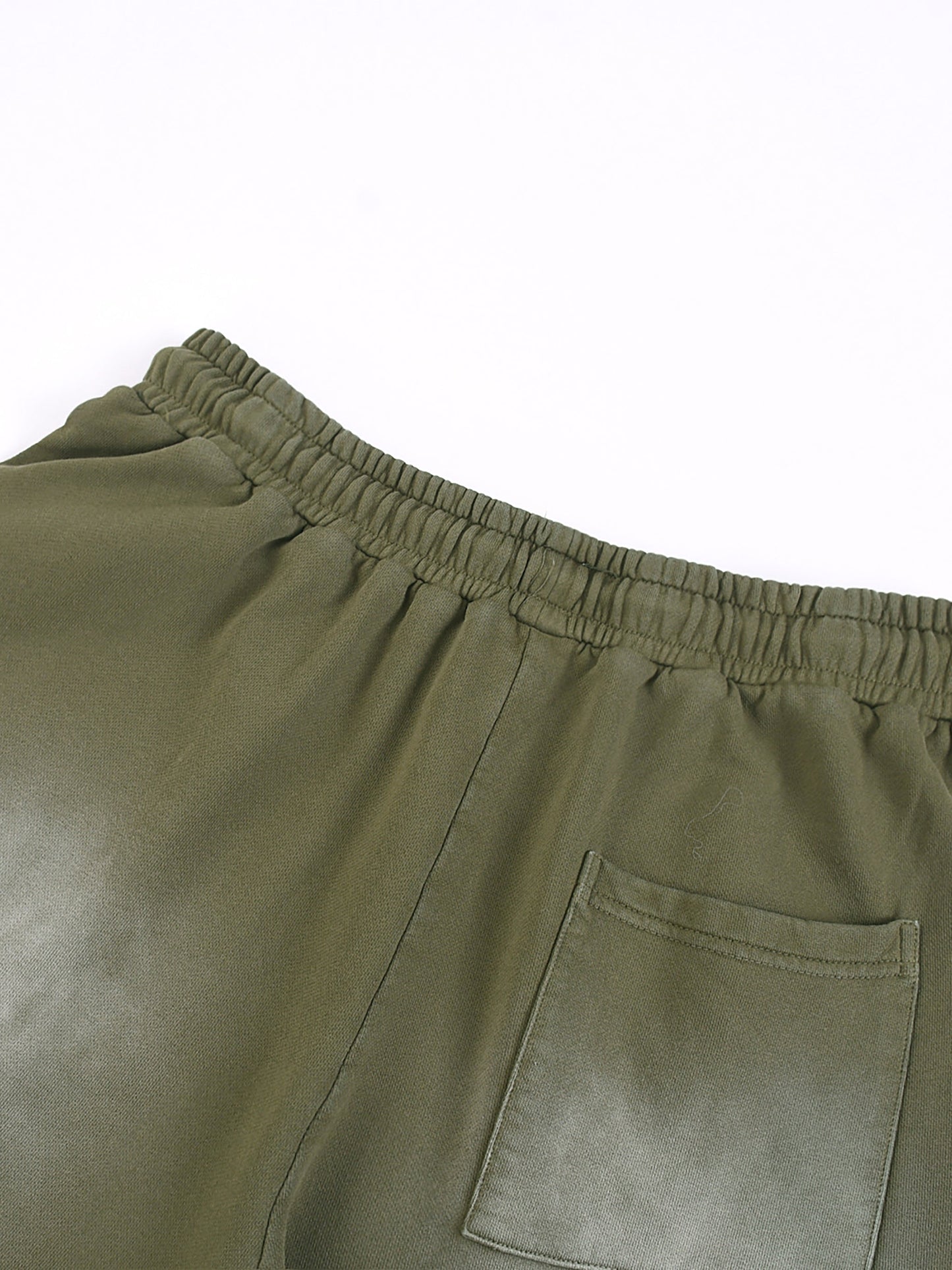 IDGNS UNISEX Rectangle Patch Monkey Washed Shorts IDGNS