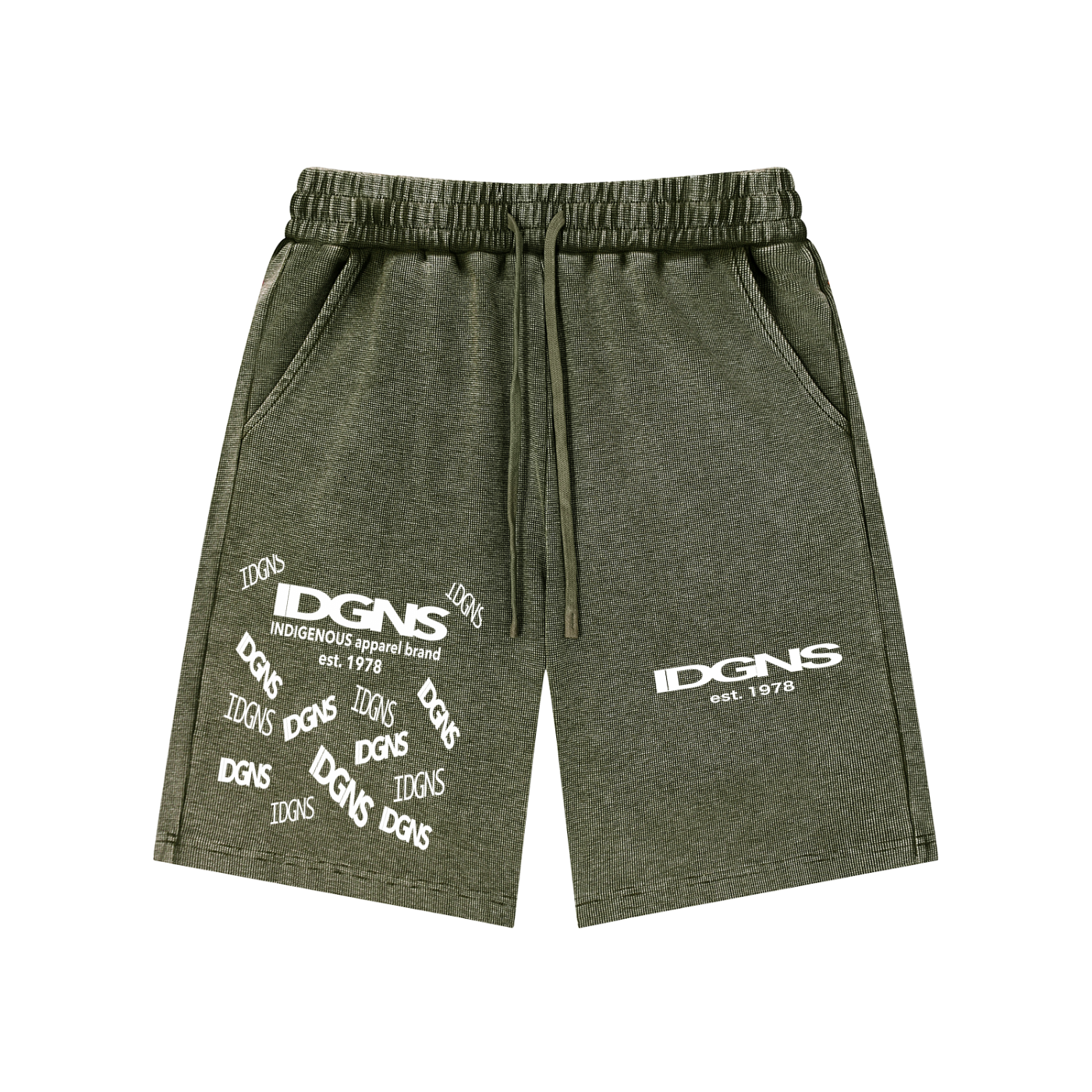IDGNS Unisex Mineral Wash Waffle Knit Shorts IDGNS