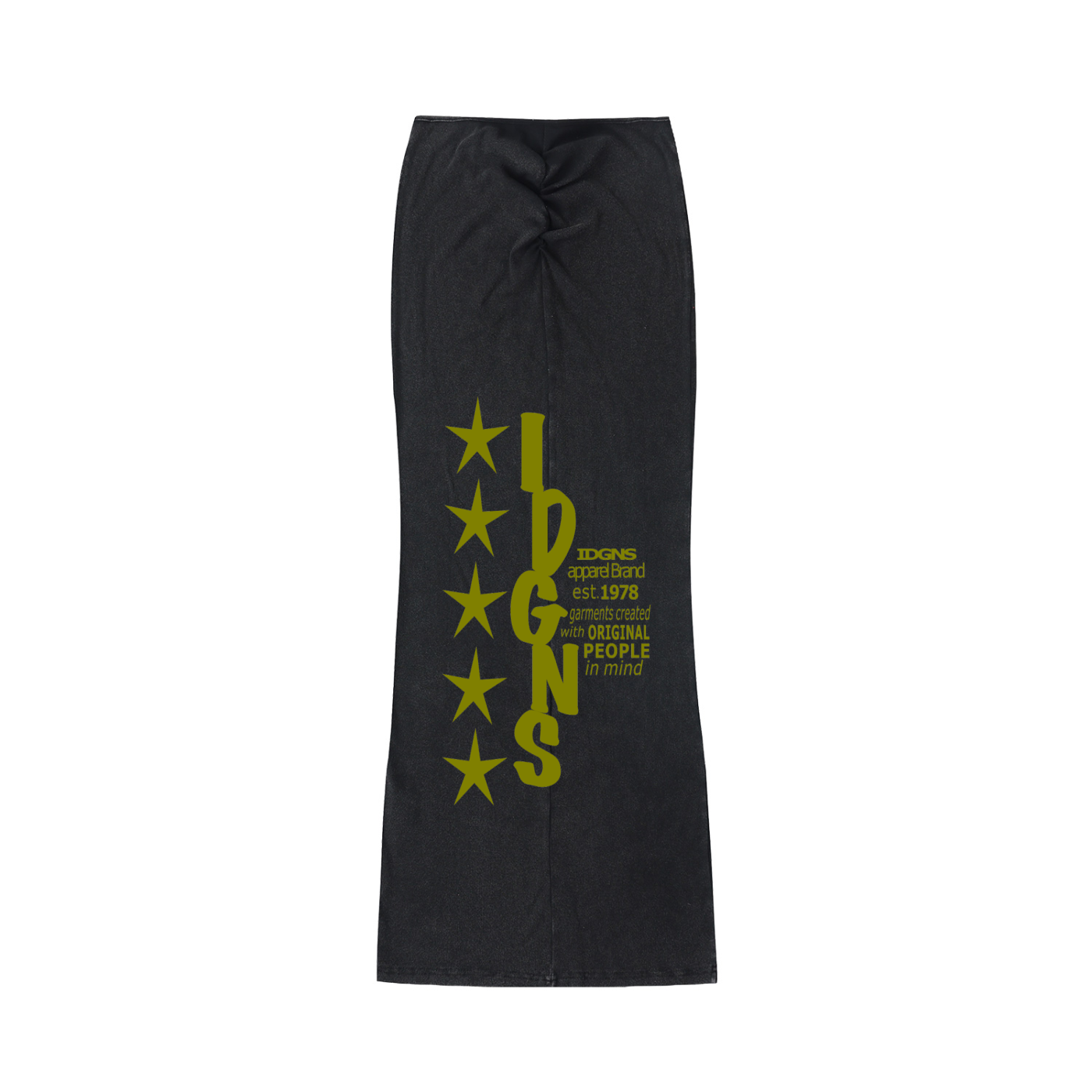 IDGNS Original Woman 2026 Dyed Washed Drawstring Maxi Skirt IDGNS