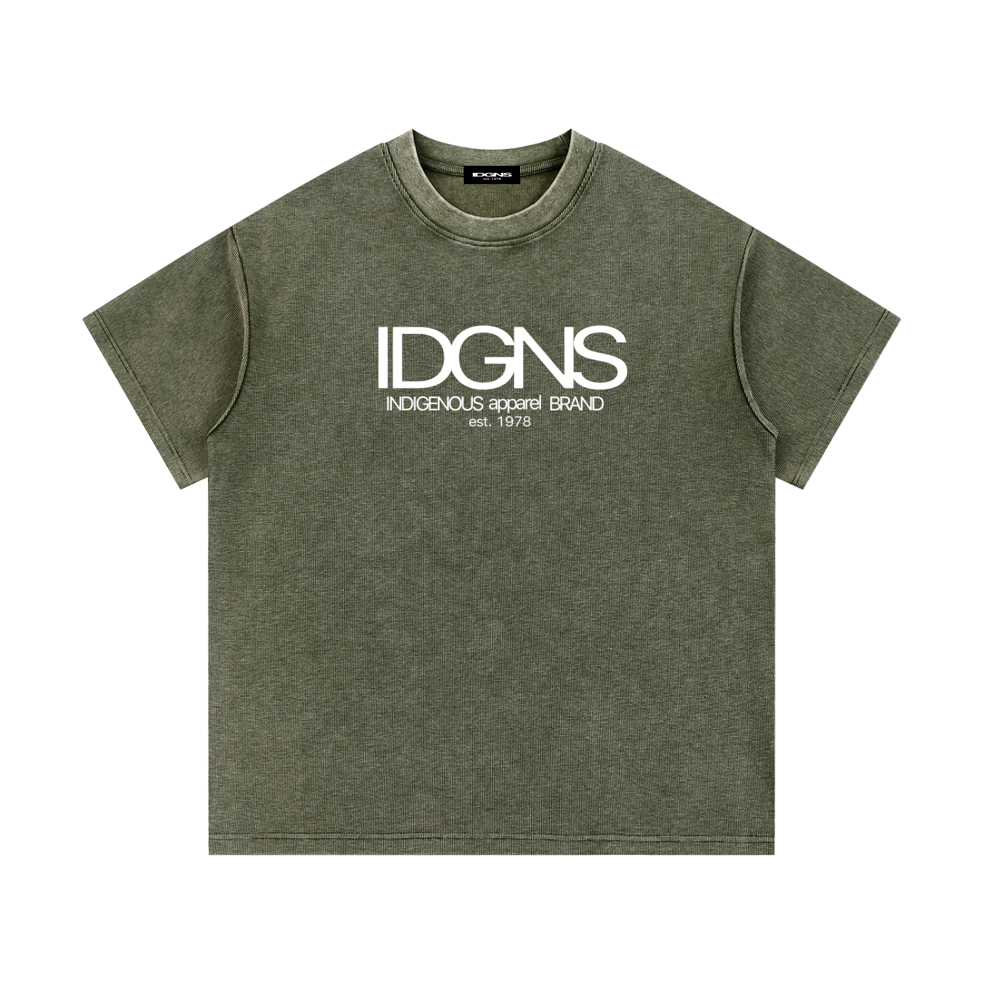 IDGNS Unisex Mineral Wash Waffle Knit T-Shirt IDGNS