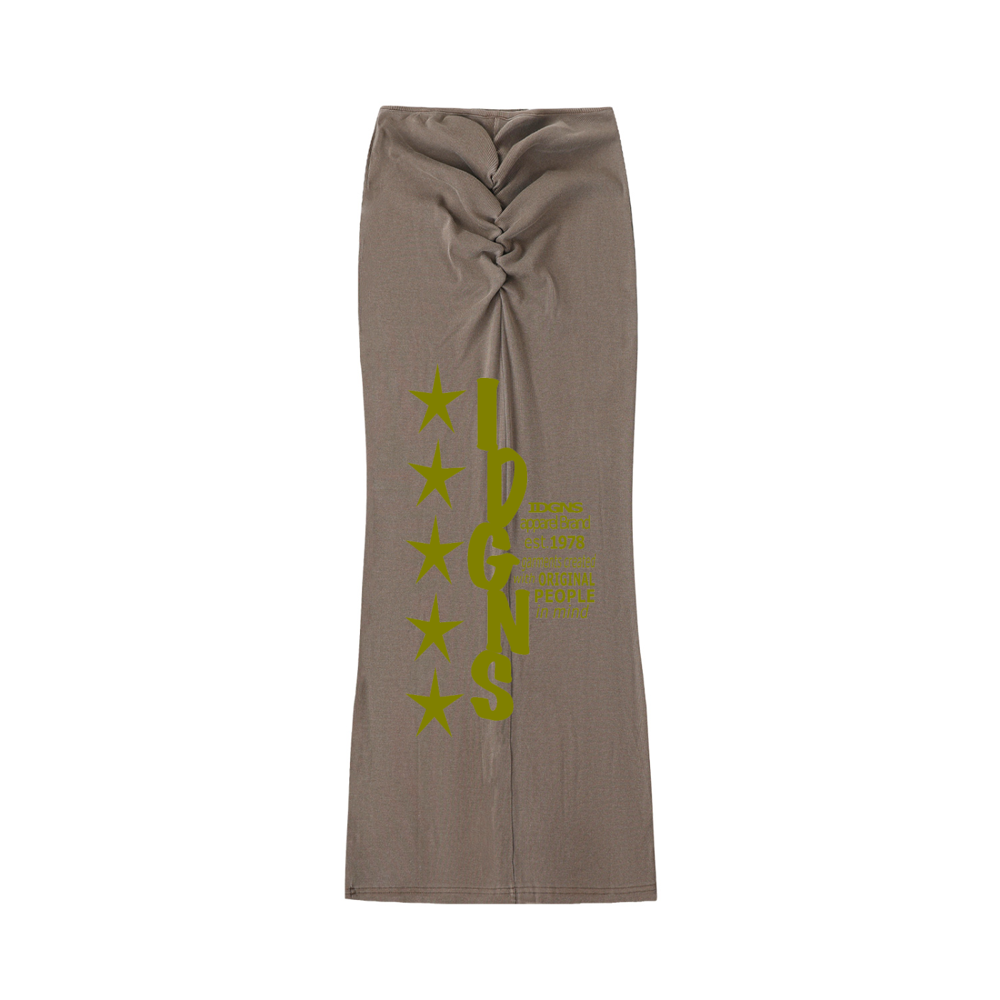 IDGNS Original Woman 2026 Dyed Washed Drawstring Maxi Skirt IDGNS