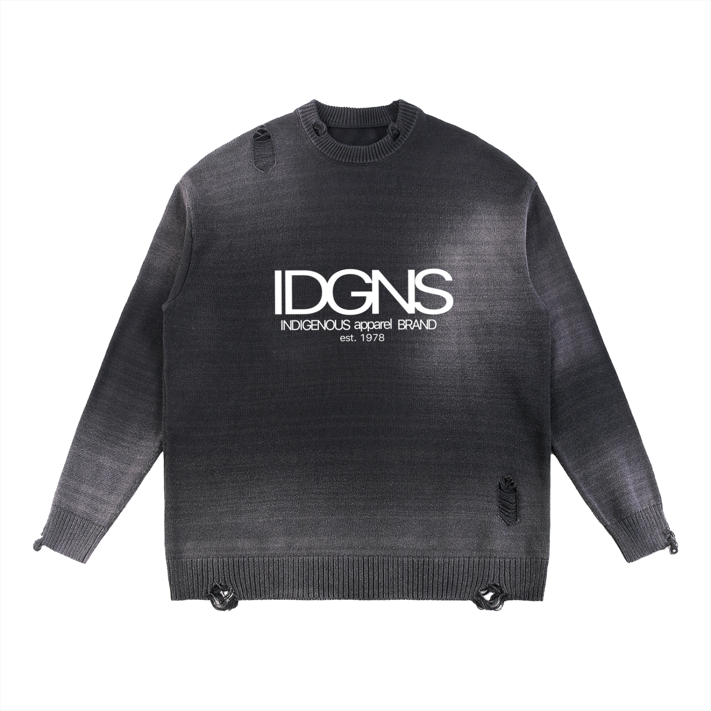 IDGNS LUXURY Sun Fade Distressed Ripped Crewneck sweater IDGNS