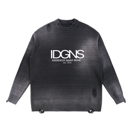 IDGNS LUXURY Sun Fade Distressed Ripped Crewneck sweater IDGNS