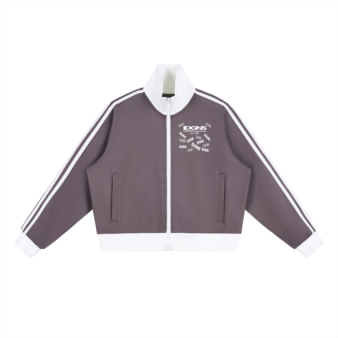IDGNS WOMEN'S Side Stripe Fleece Cropped Track Jacket IDGNS