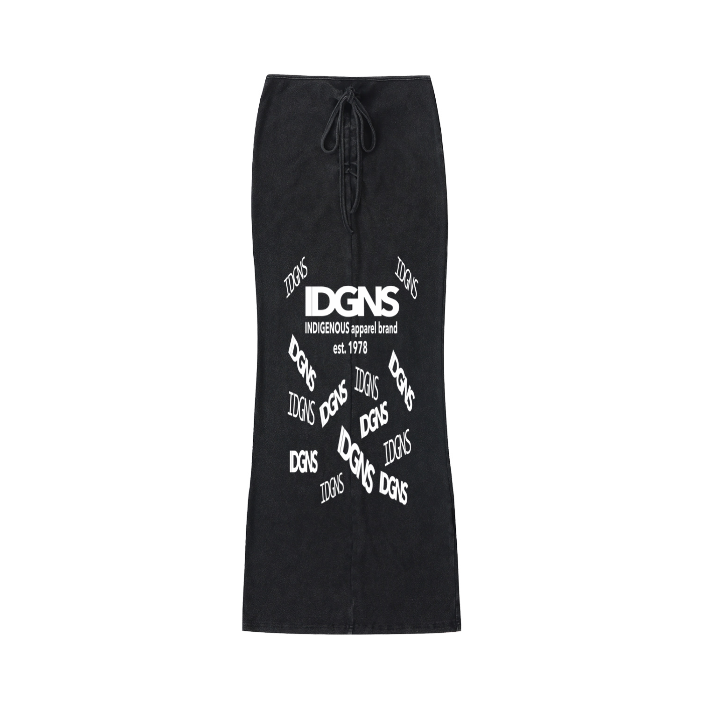 Dyed Washed Drawstring Maxi Skirt IDGNS