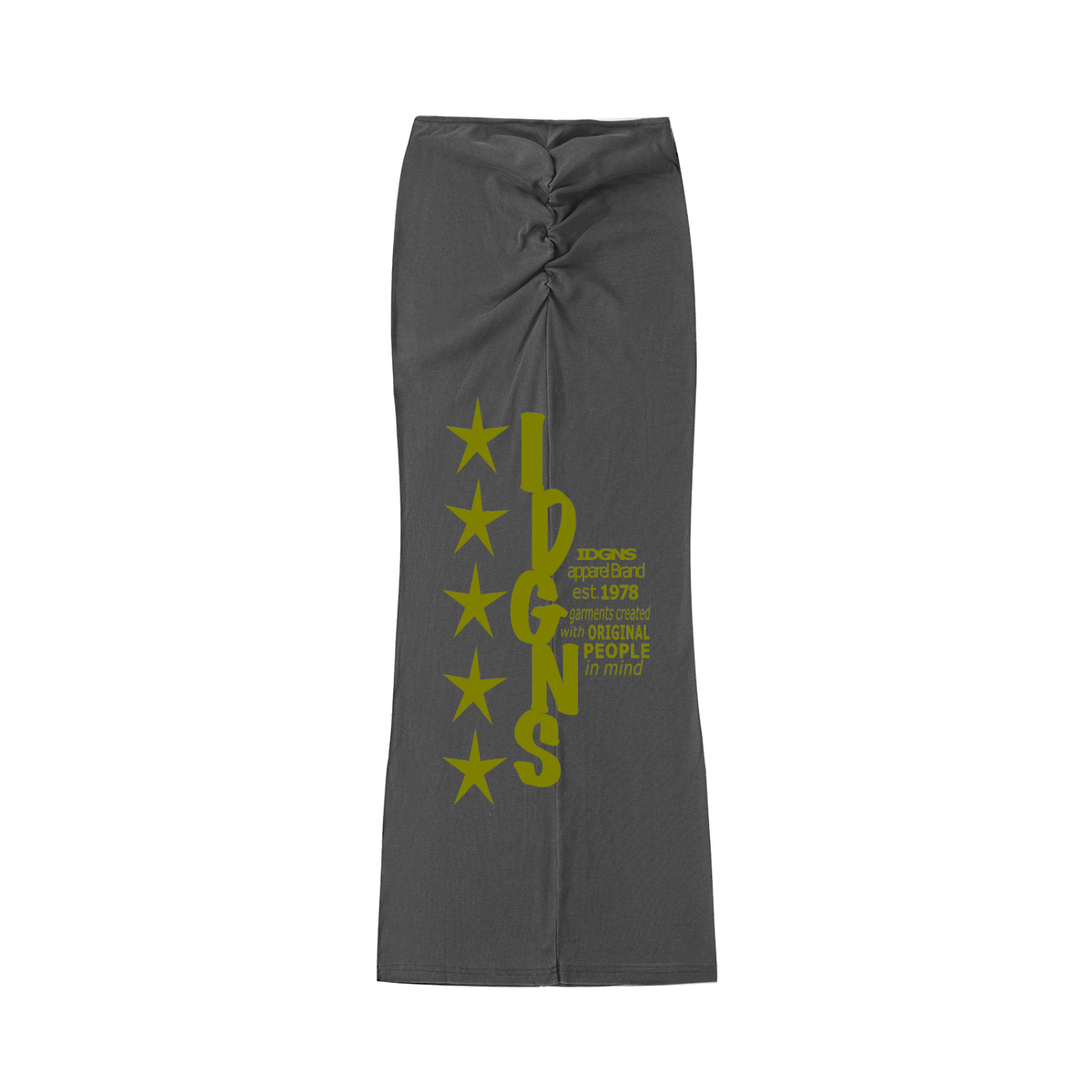 IDGNS Original Woman 2026 Dyed Washed Drawstring Maxi Skirt IDGNS