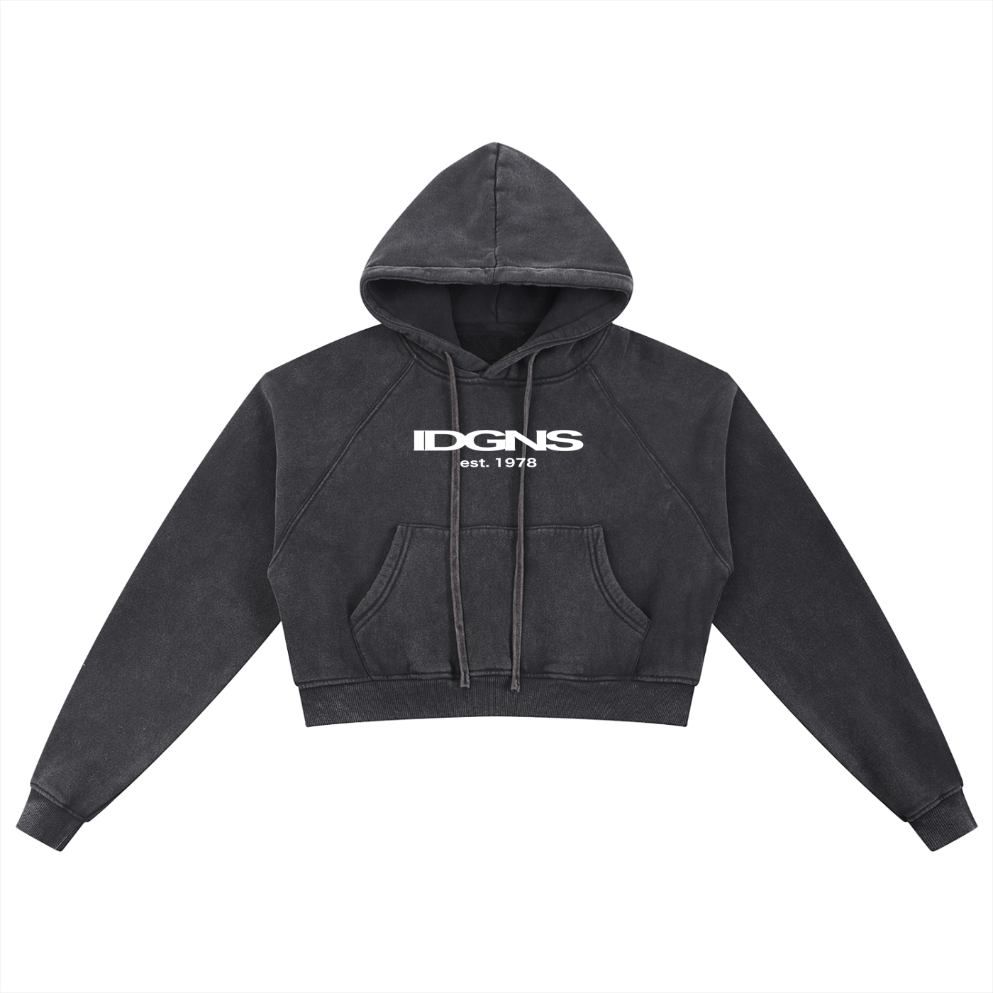IDGNS WOMEN'S Snow Washed Cropped Hoodie IDGNS