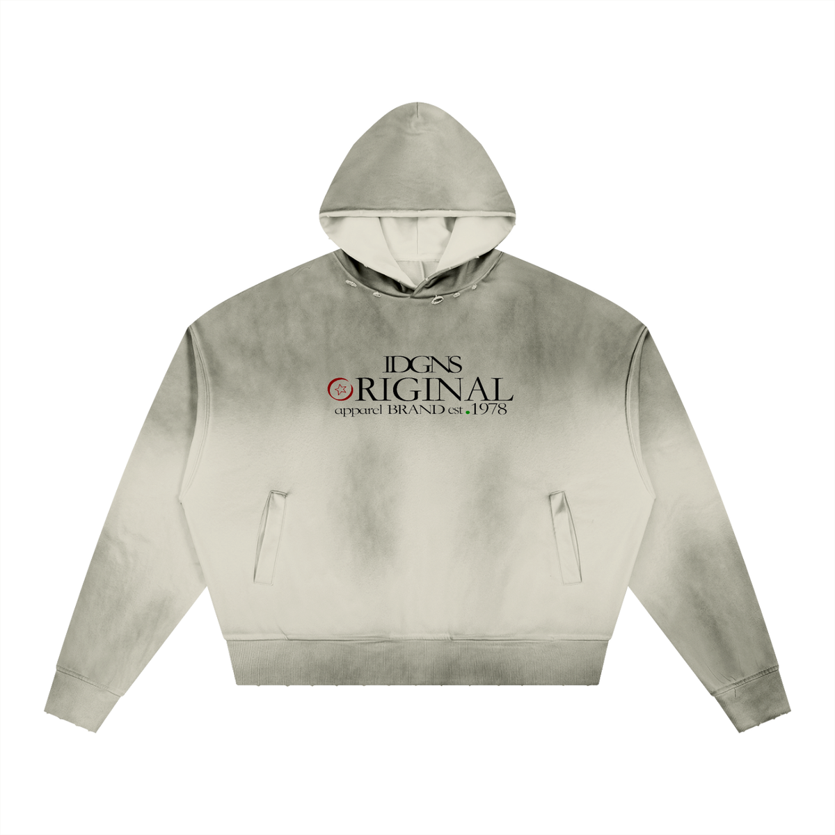 IDGNS Sunfade Distressed Boxy Hoodie ( Message to the colonizers )