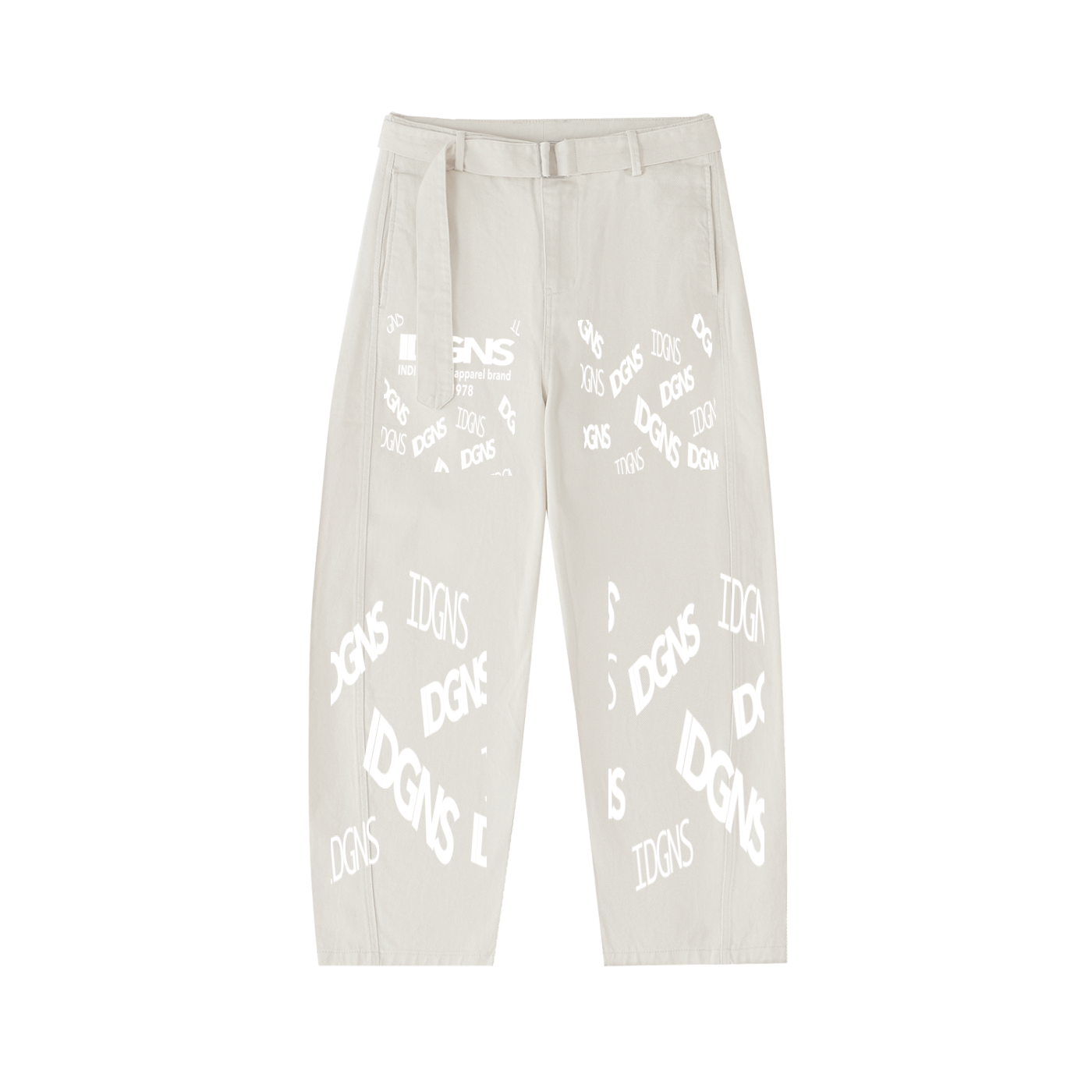 IDGNS WOMEN Belted Barrel-leg Chino Pants IDGNS