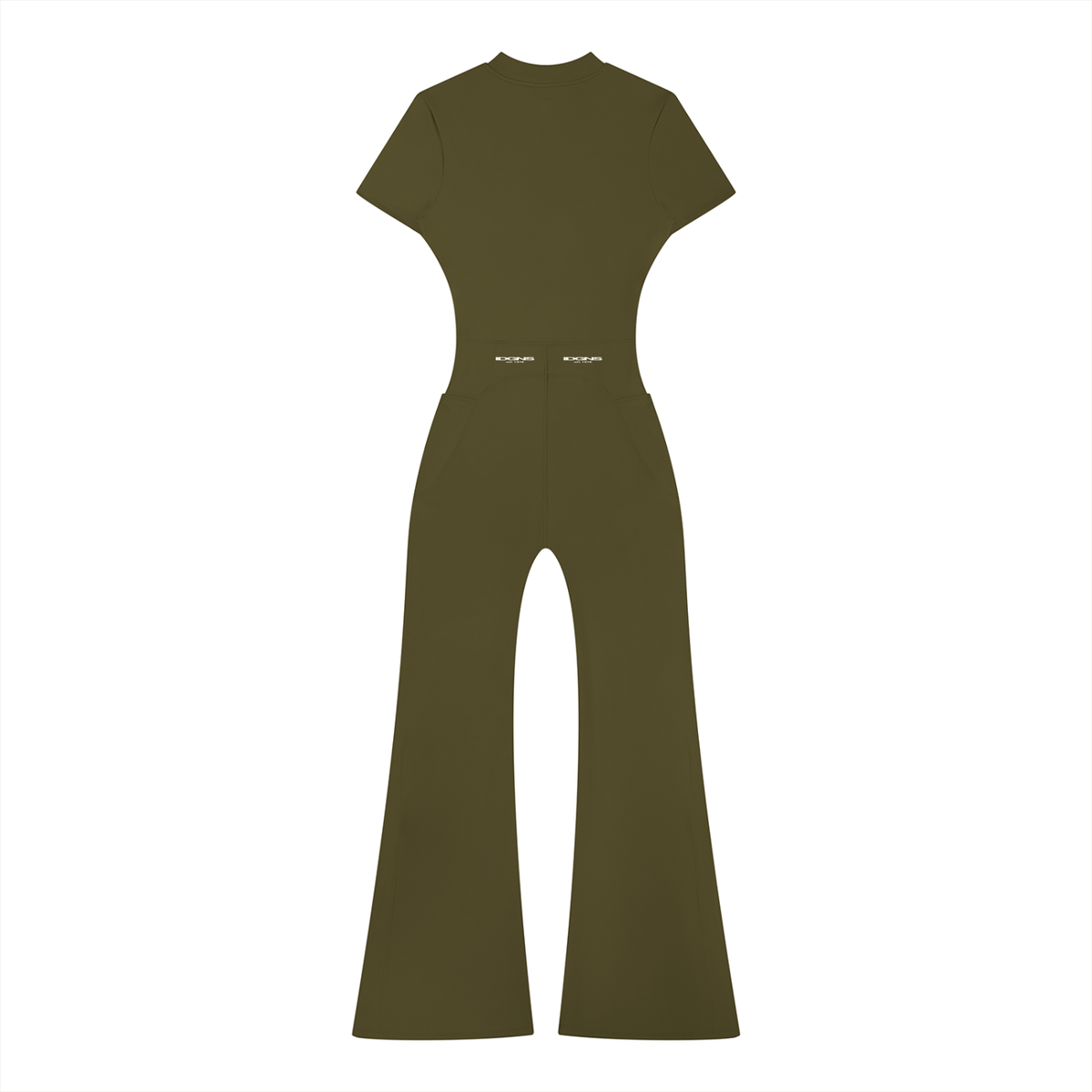 IDGNS Women’s Tight Flared Leg Quarter-Zip Jumpsuit
