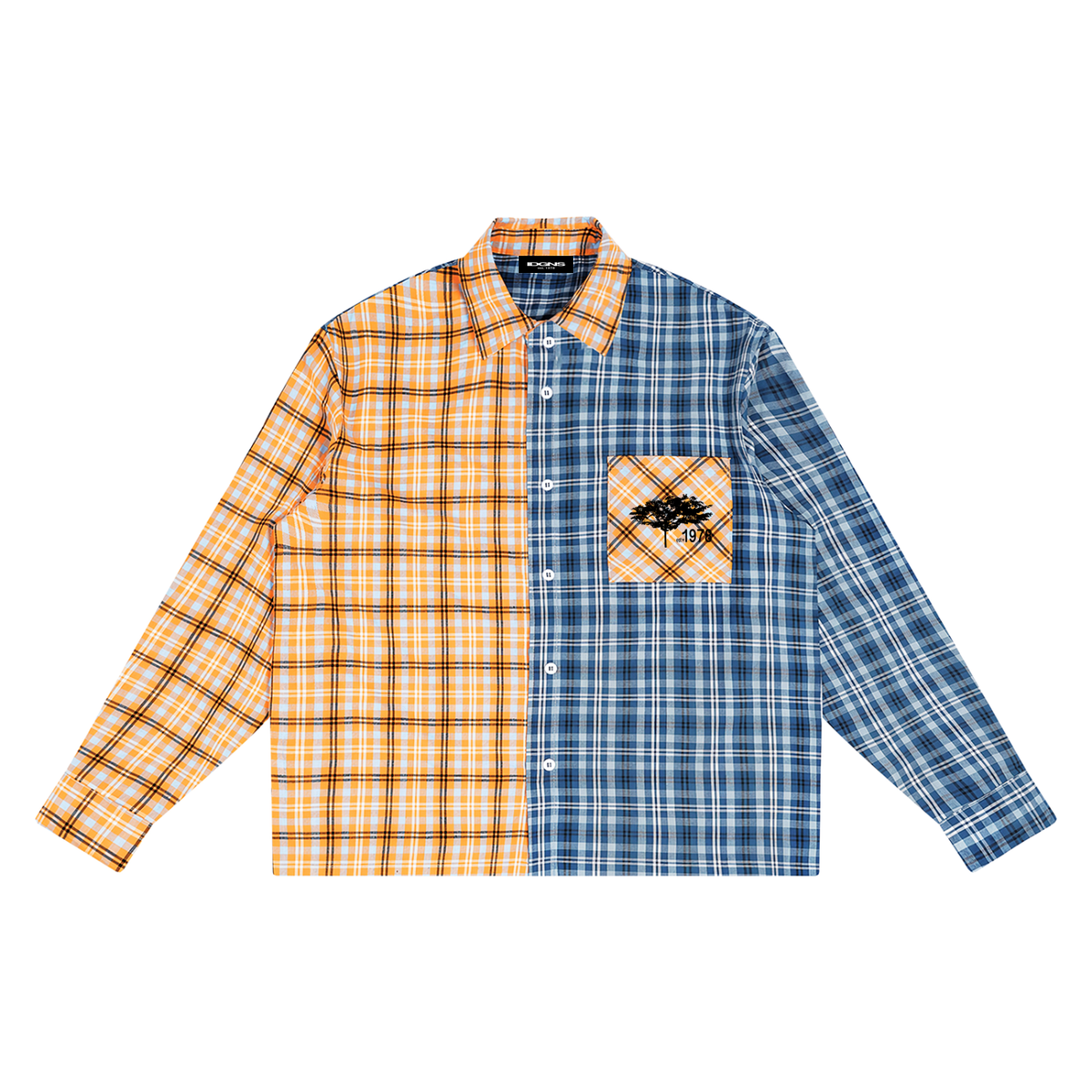 IDGNS Unisex Oversized Plaid Color Block Shirt