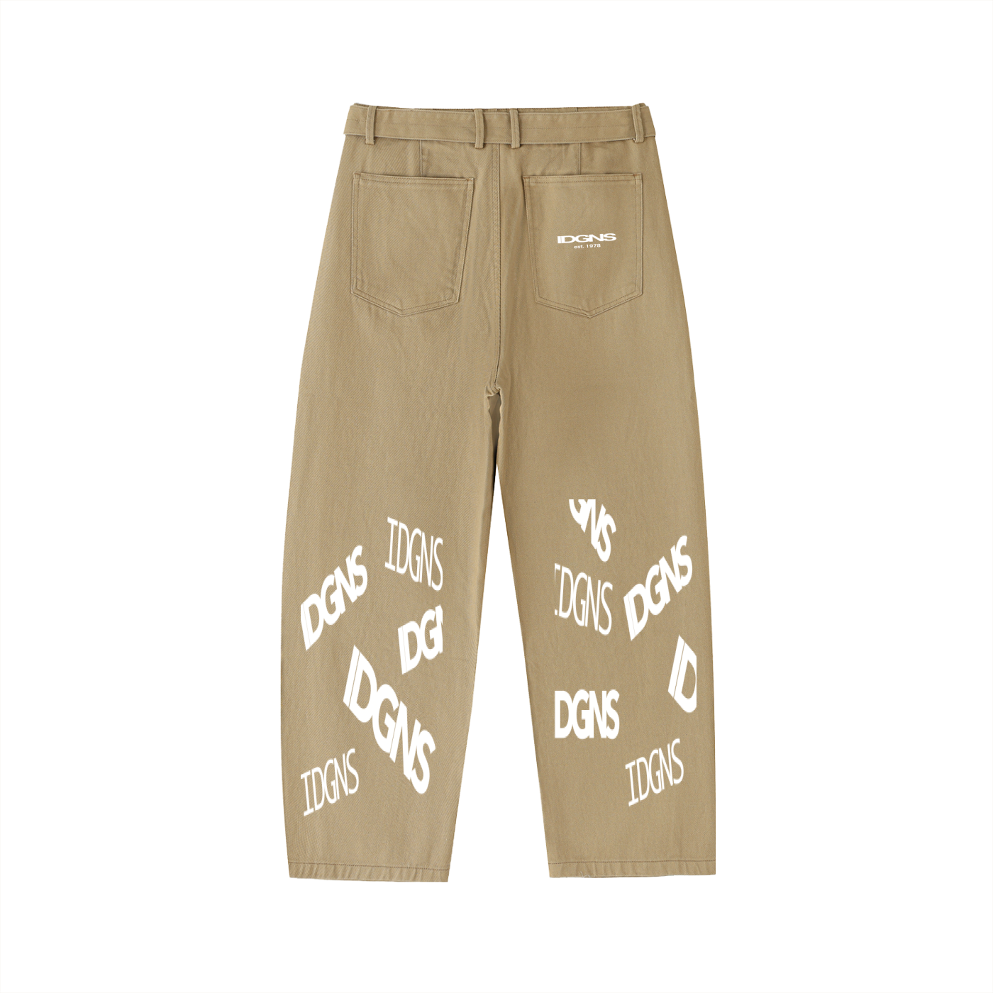 IDGNS WOMEN Belted Barrel-leg Chino Pants IDGNS