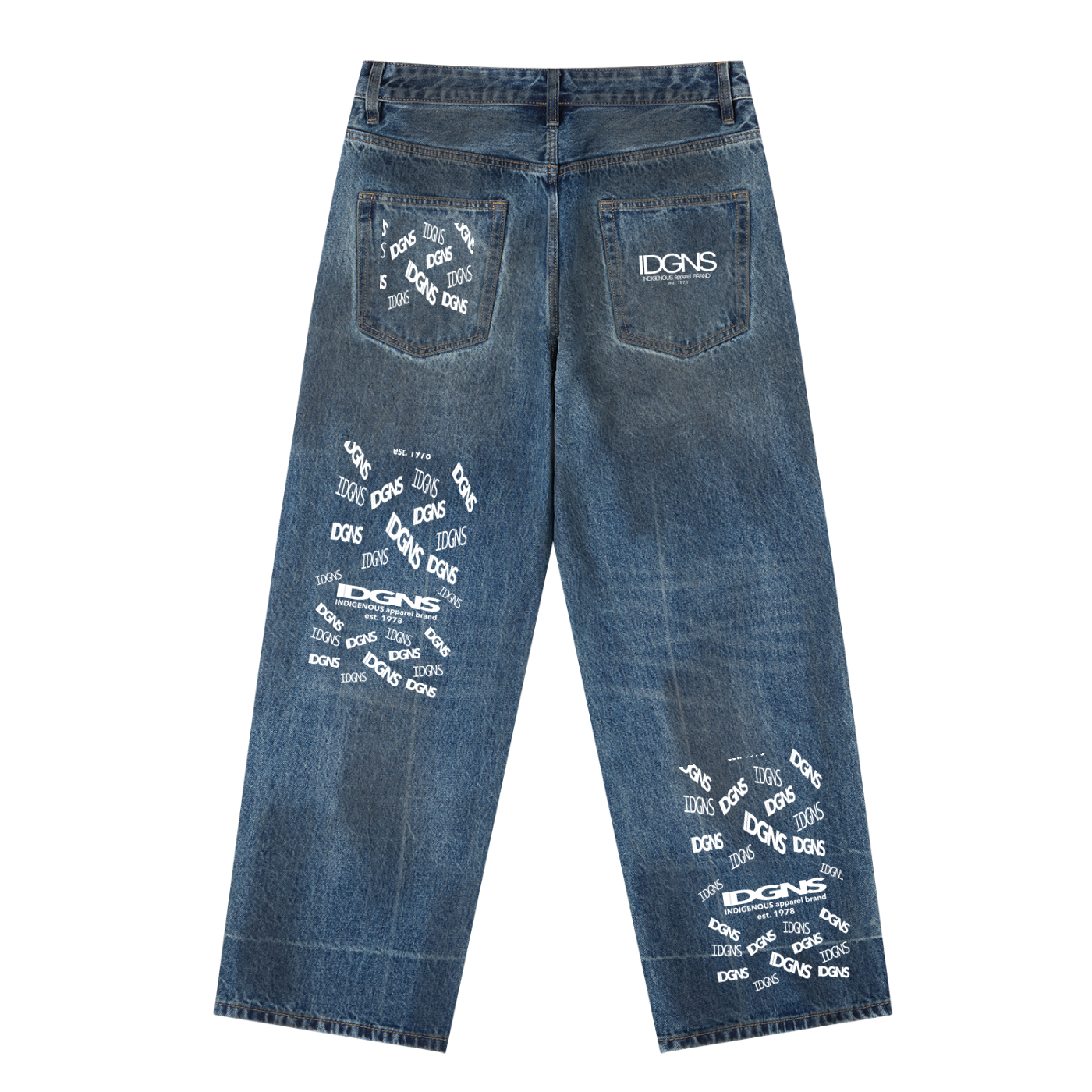 IDGNS Men Vintage Wash Baggy Denim Jeans IDGNS