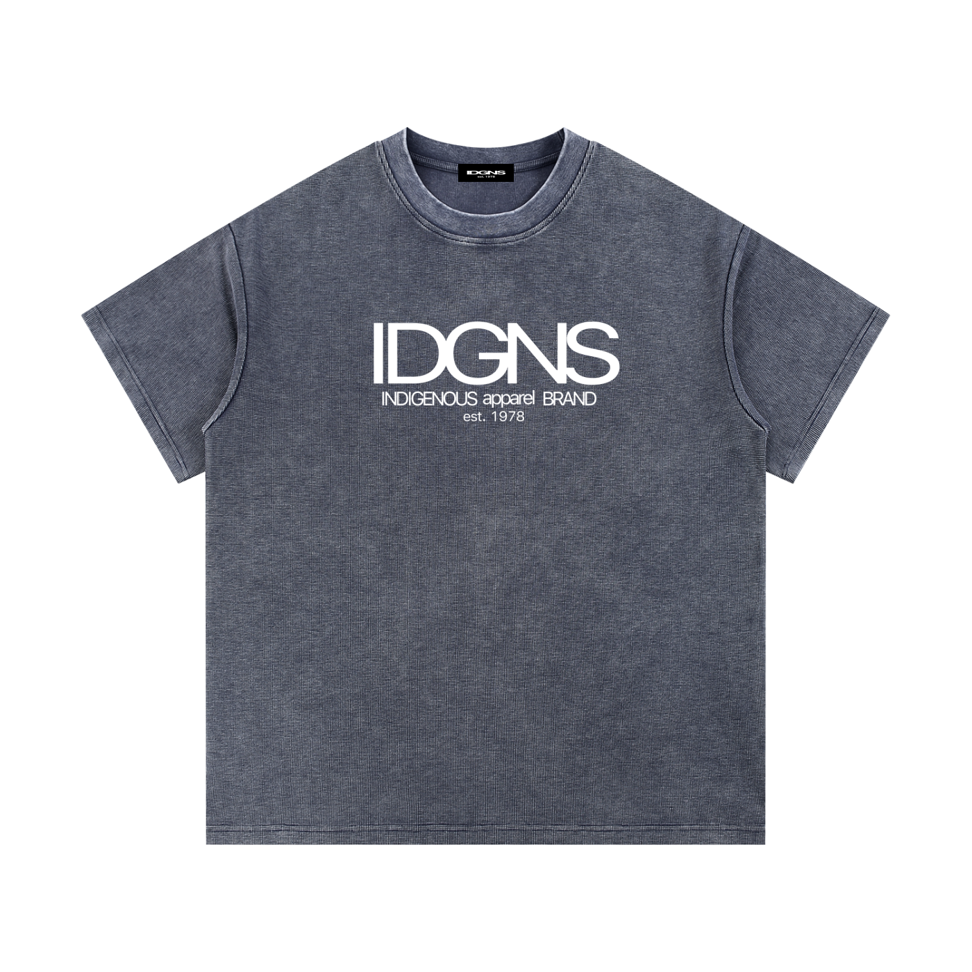 IDGNS Unisex Mineral Wash Waffle Knit T-Shirt IDGNS