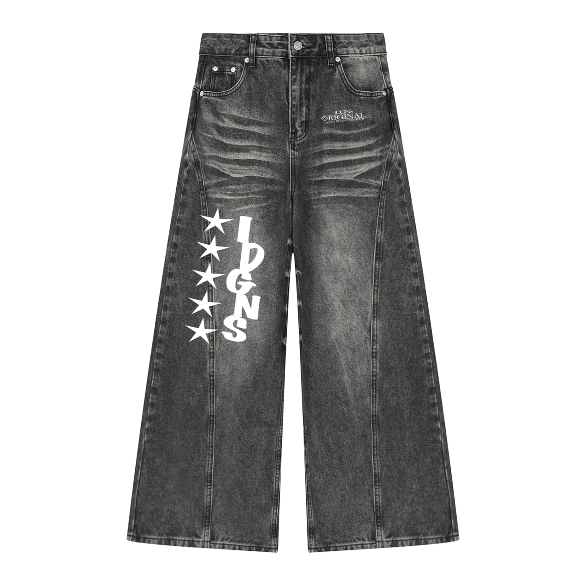 IDGNS Women’s Vintage Wash Wide Leg Denim Jeans