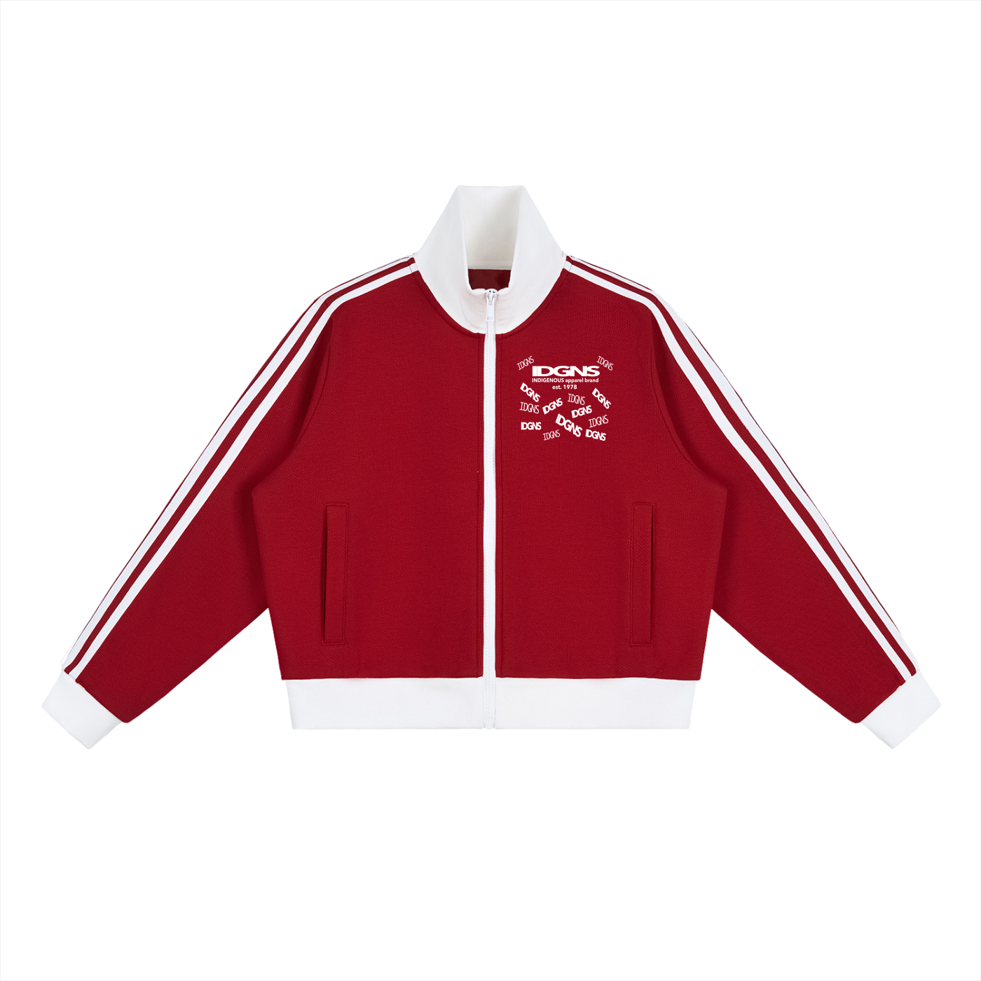 IDGNS WOMEN'S Side Stripe Fleece Cropped Track Jacket IDGNS