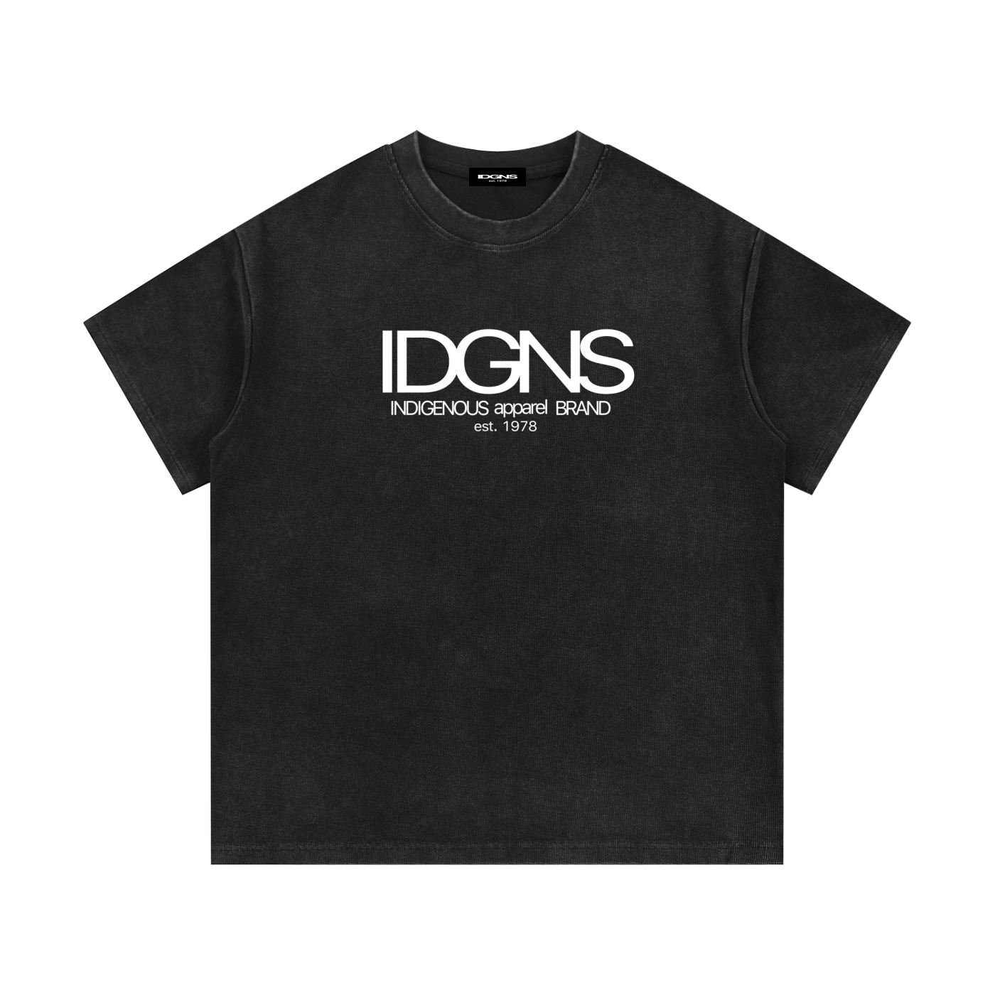 IDGNS Unisex Mineral Wash Waffle Knit T-Shirt IDGNS