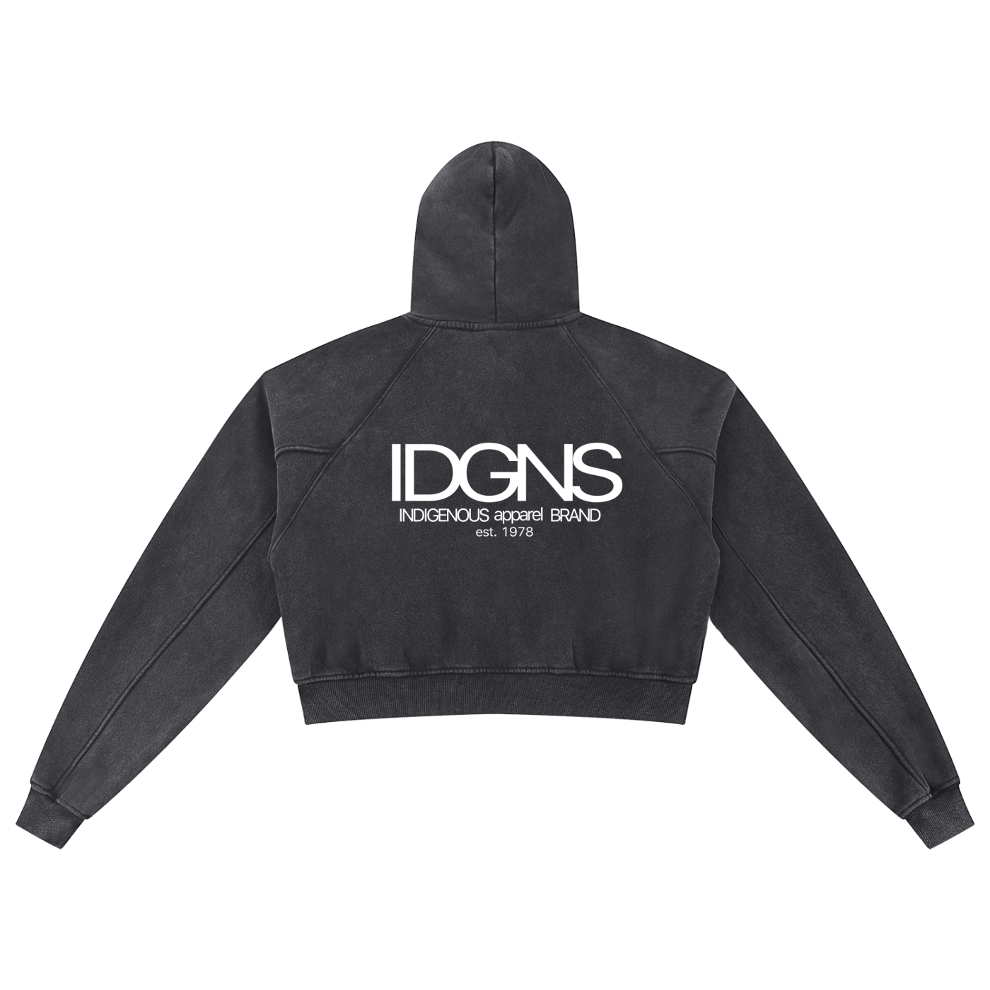 IDGNS WOMEN'S Snow Washed Cropped Hoodie IDGNS