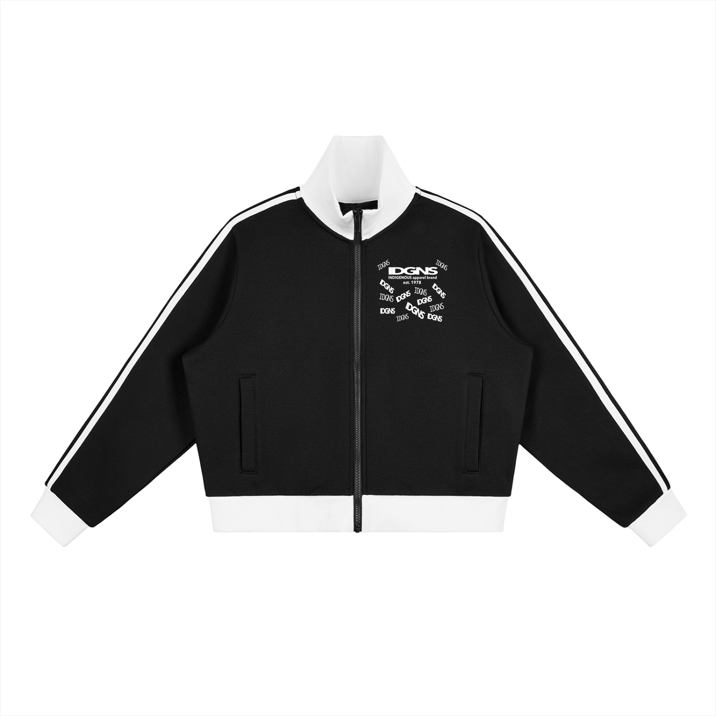 IDGNS WOMEN'S Side Stripe Fleece Cropped Track Jacket IDGNS