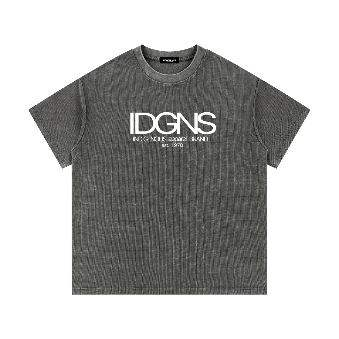 IDGNS Unisex Mineral Wash Waffle Knit T-Shirt IDGNS