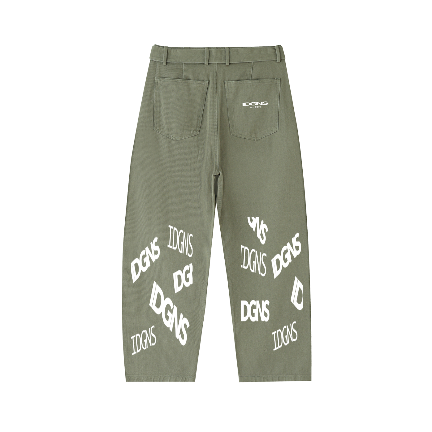 IDGNS WOMEN Belted Barrel-leg Chino Pants IDGNS