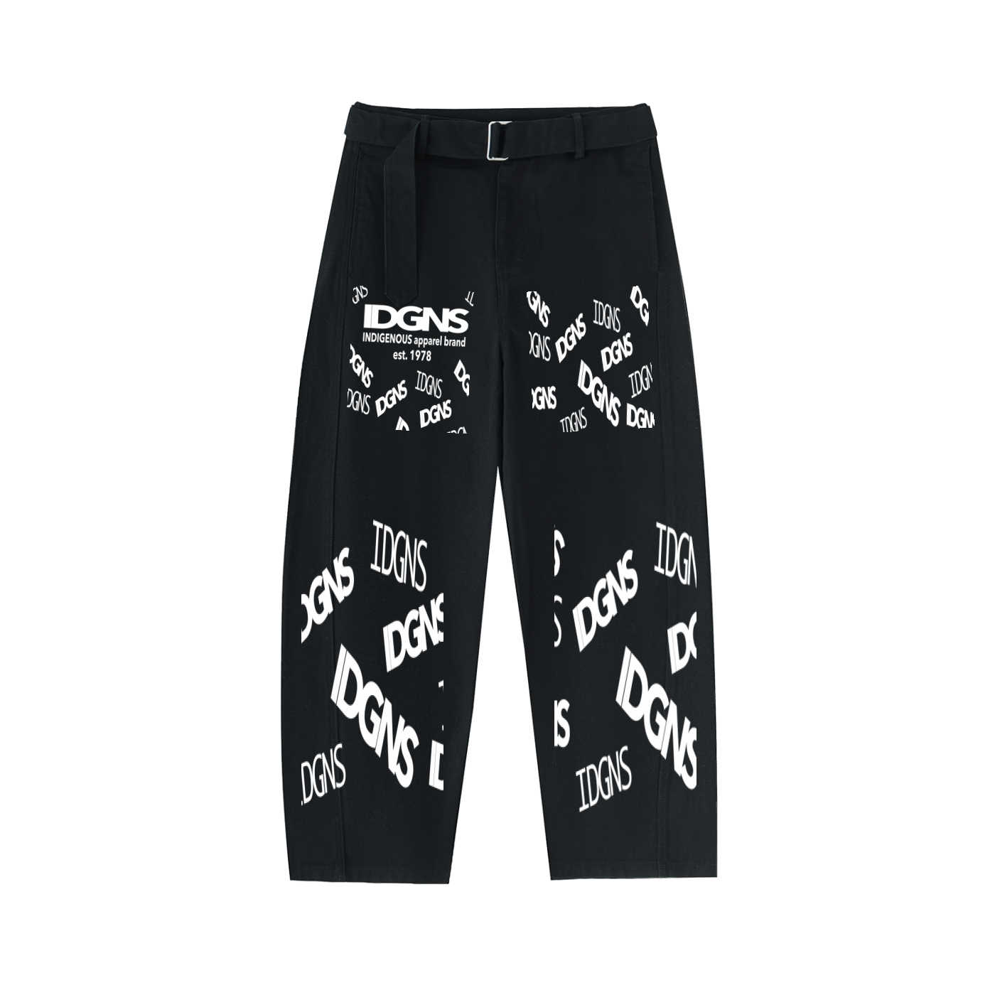 IDGNS WOMEN Belted Barrel-leg Chino Pants IDGNS