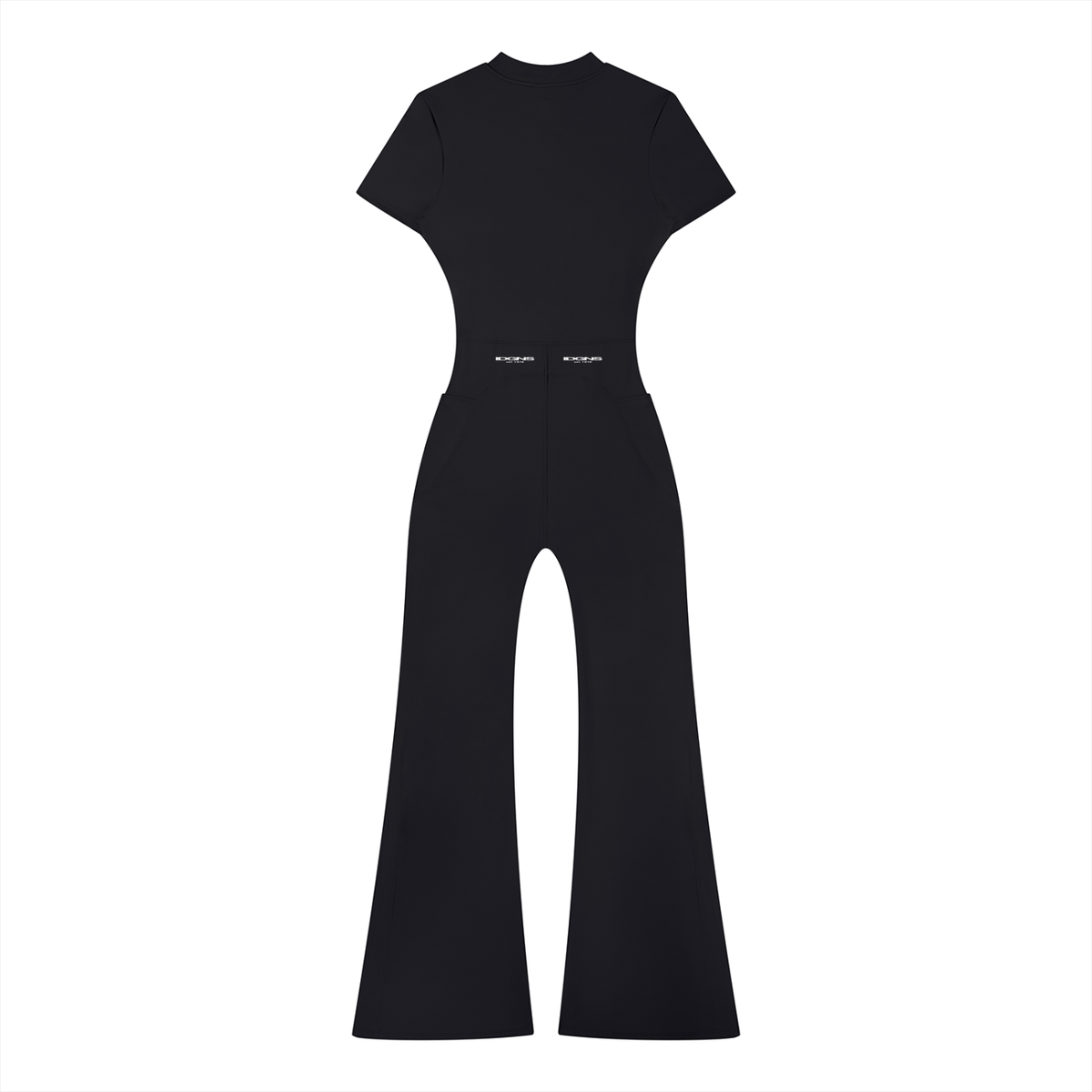 IDGNS Women’s Tight Flared Leg Quarter-Zip Jumpsuit