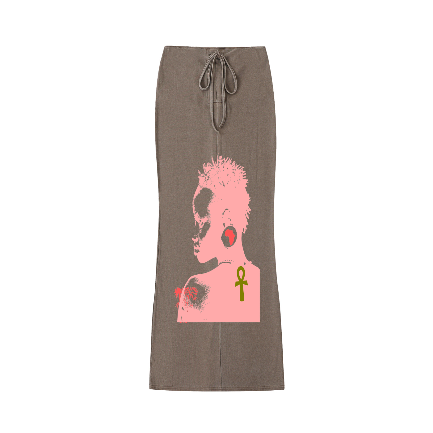 IDGNS Original Woman 2026 Dyed Washed Drawstring Maxi Skirt IDGNS