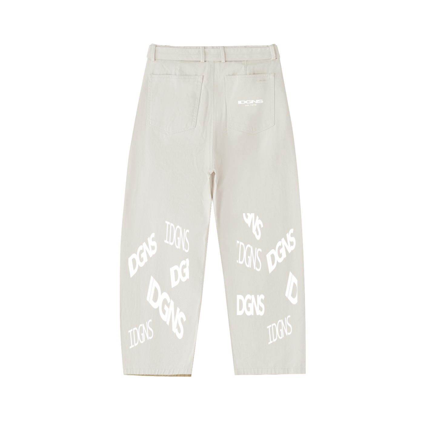 IDGNS WOMEN Belted Barrel-leg Chino Pants IDGNS