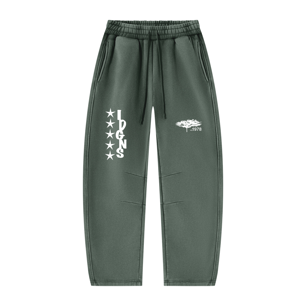 IDGNS Vintage Wash Barrel Leg Fleece Sweatpants