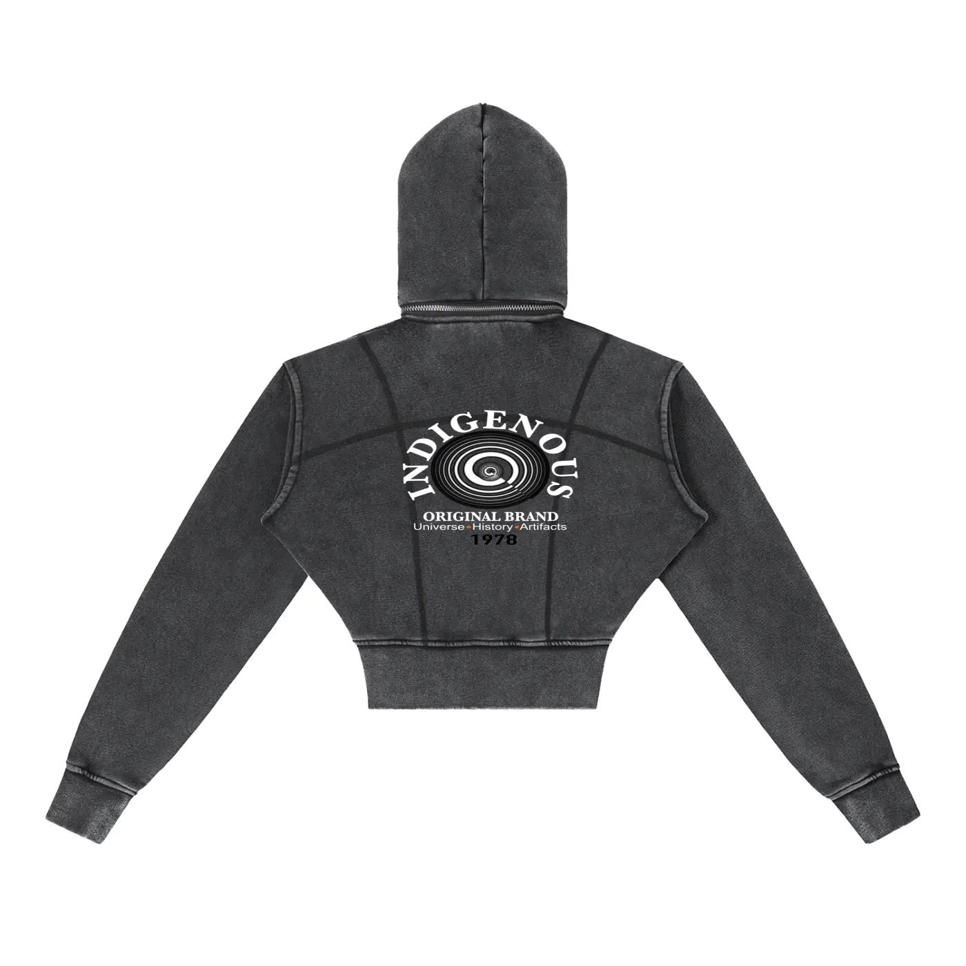 IDGNS Women Vintage Washed Cropped Fleece Hoodie IDGNS
