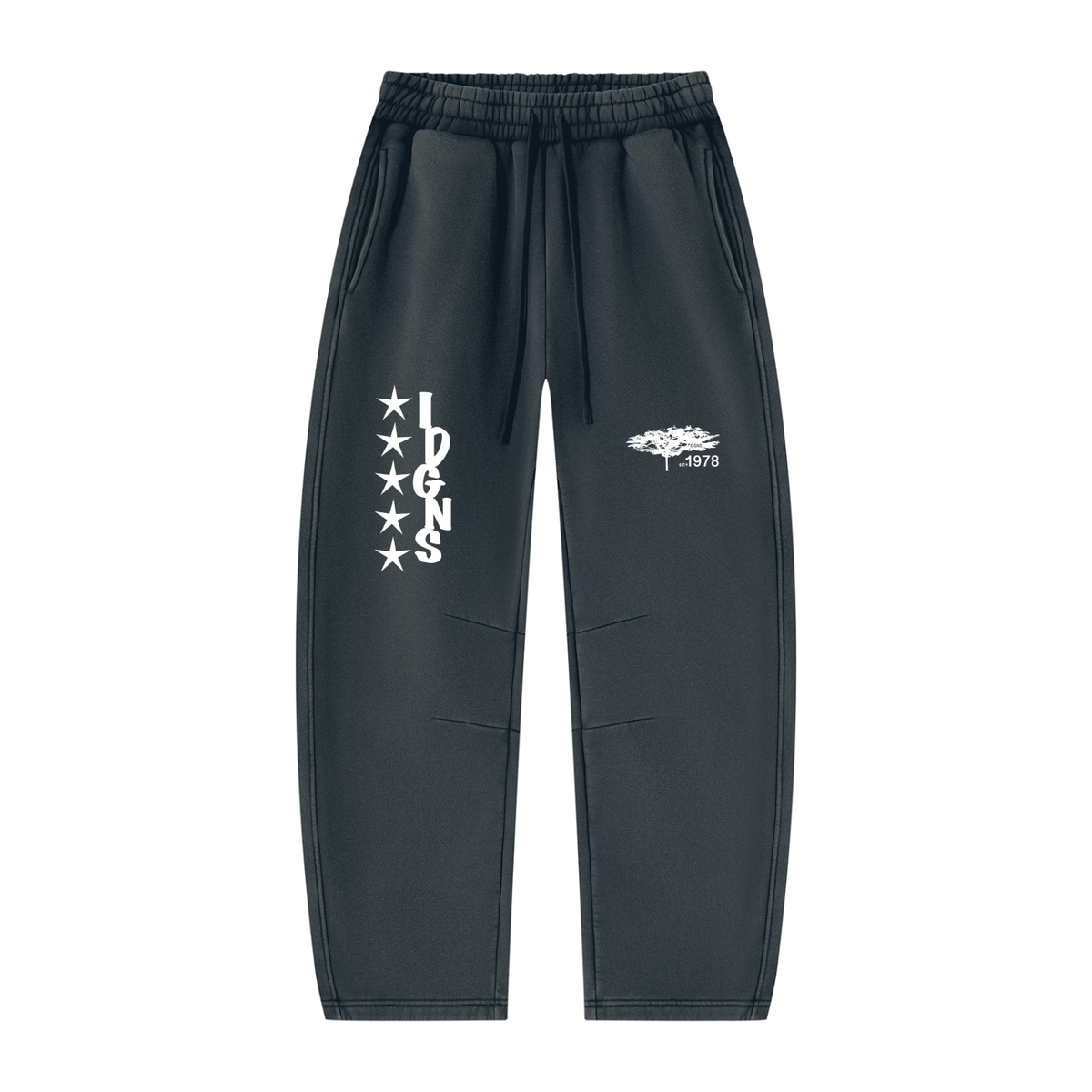IDGNS Vintage Wash Barrel Leg Fleece Sweatpants