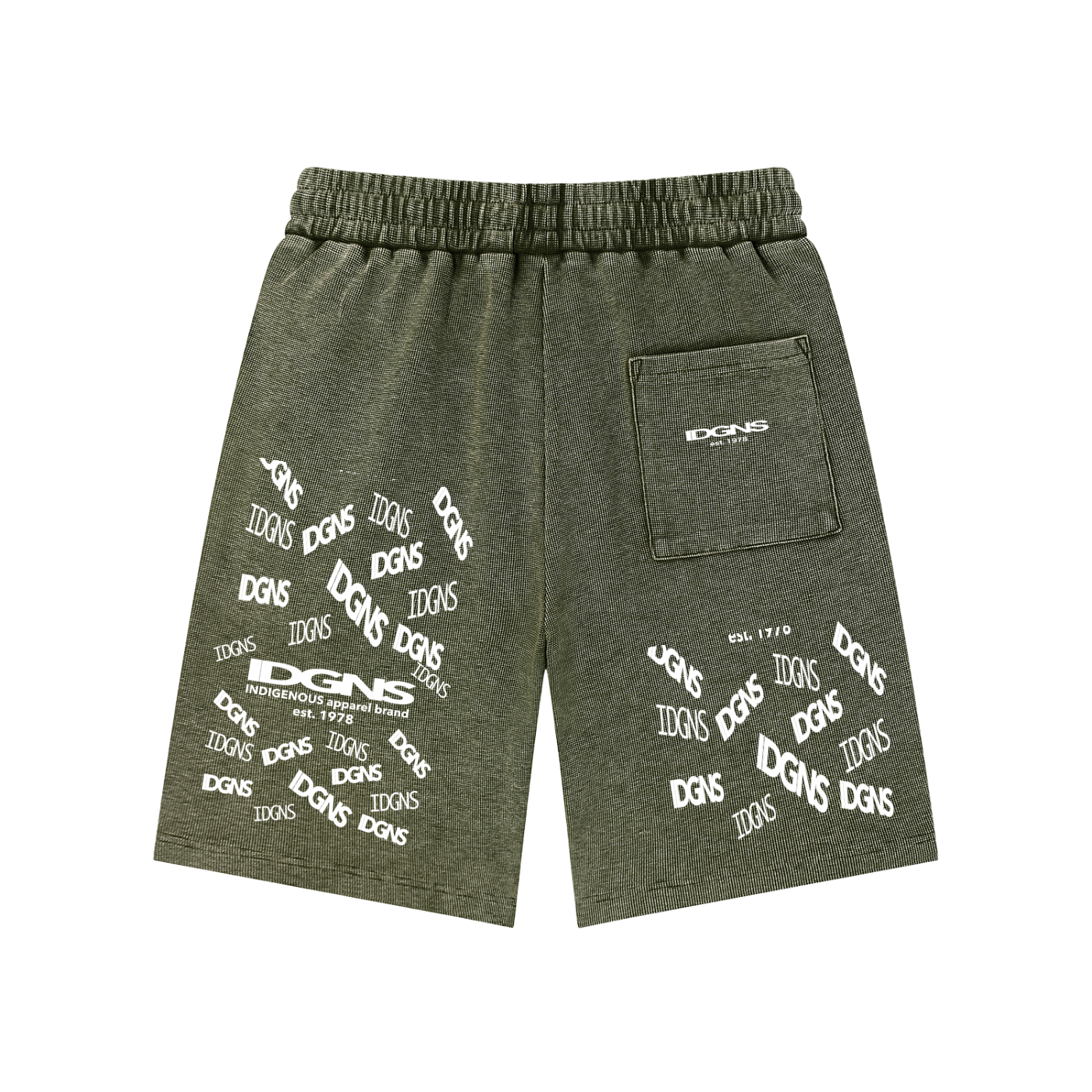 IDGNS Unisex Mineral Wash Waffle Knit Shorts IDGNS