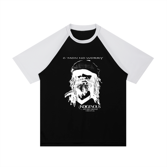 IDGNS Contrast Raglan Sleeve Mesh T-Shirt