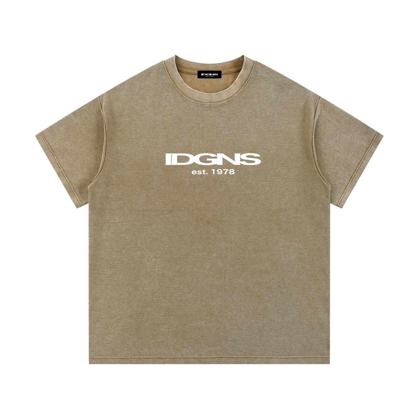 IDGNS Unisex Mineral Wash Waffle Knit T-Shirt IDGNS
