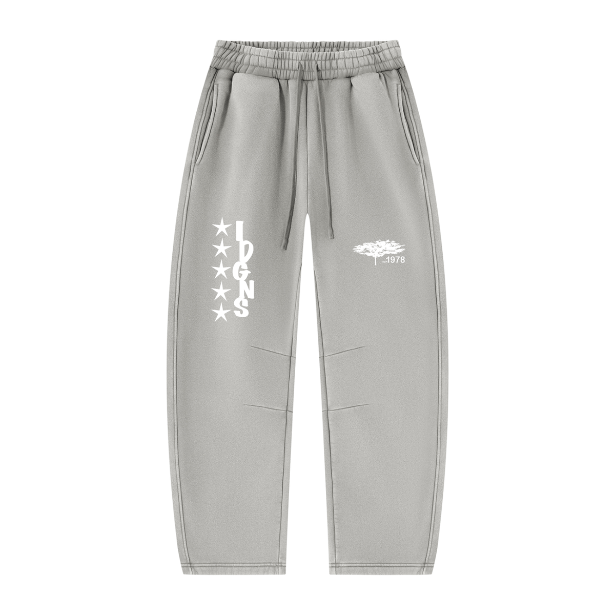 IDGNS Vintage Wash Barrel Leg Fleece Sweatpants