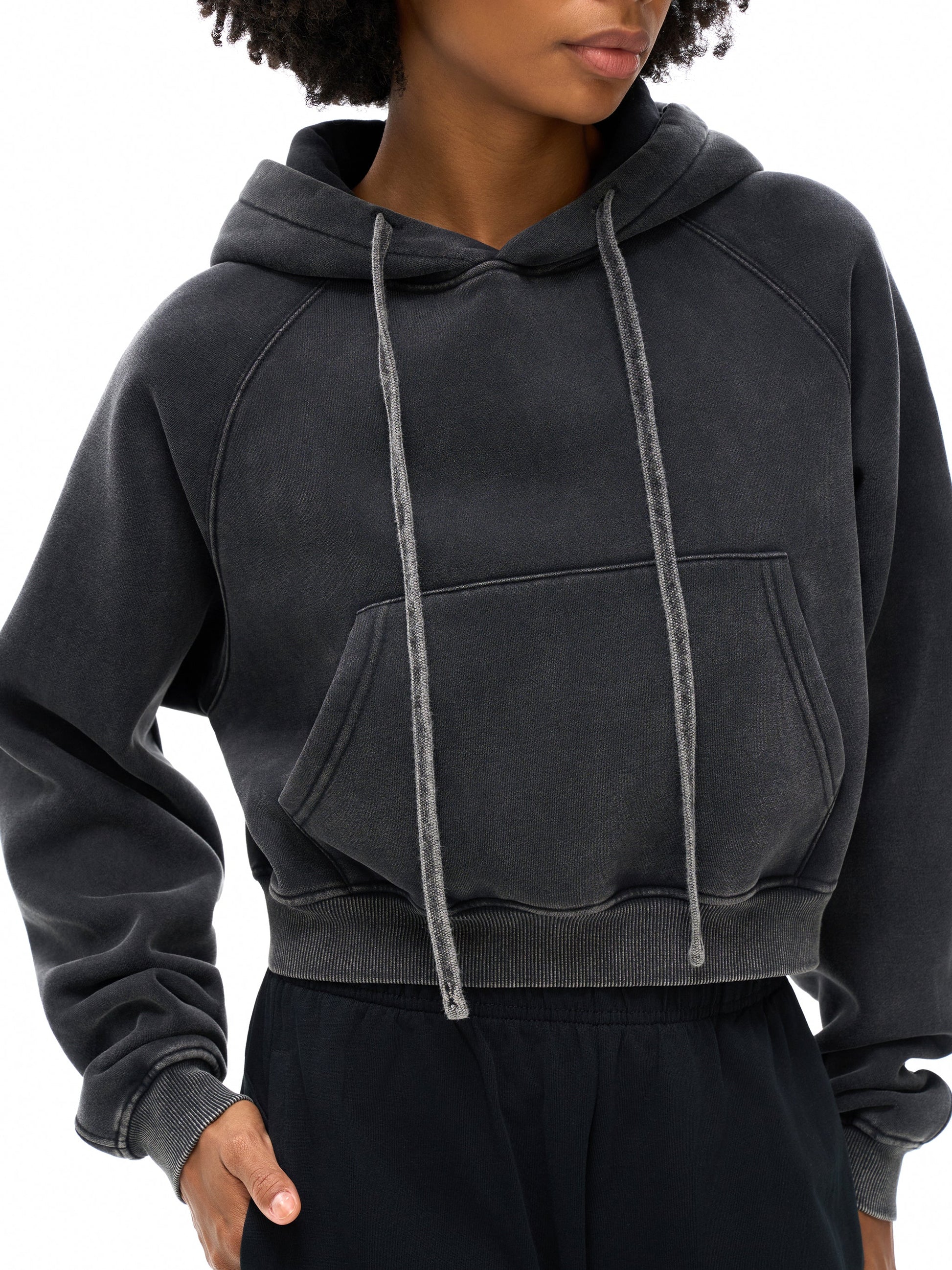 IDGNS WOMEN'S Snow Washed Cropped Hoodie IDGNS