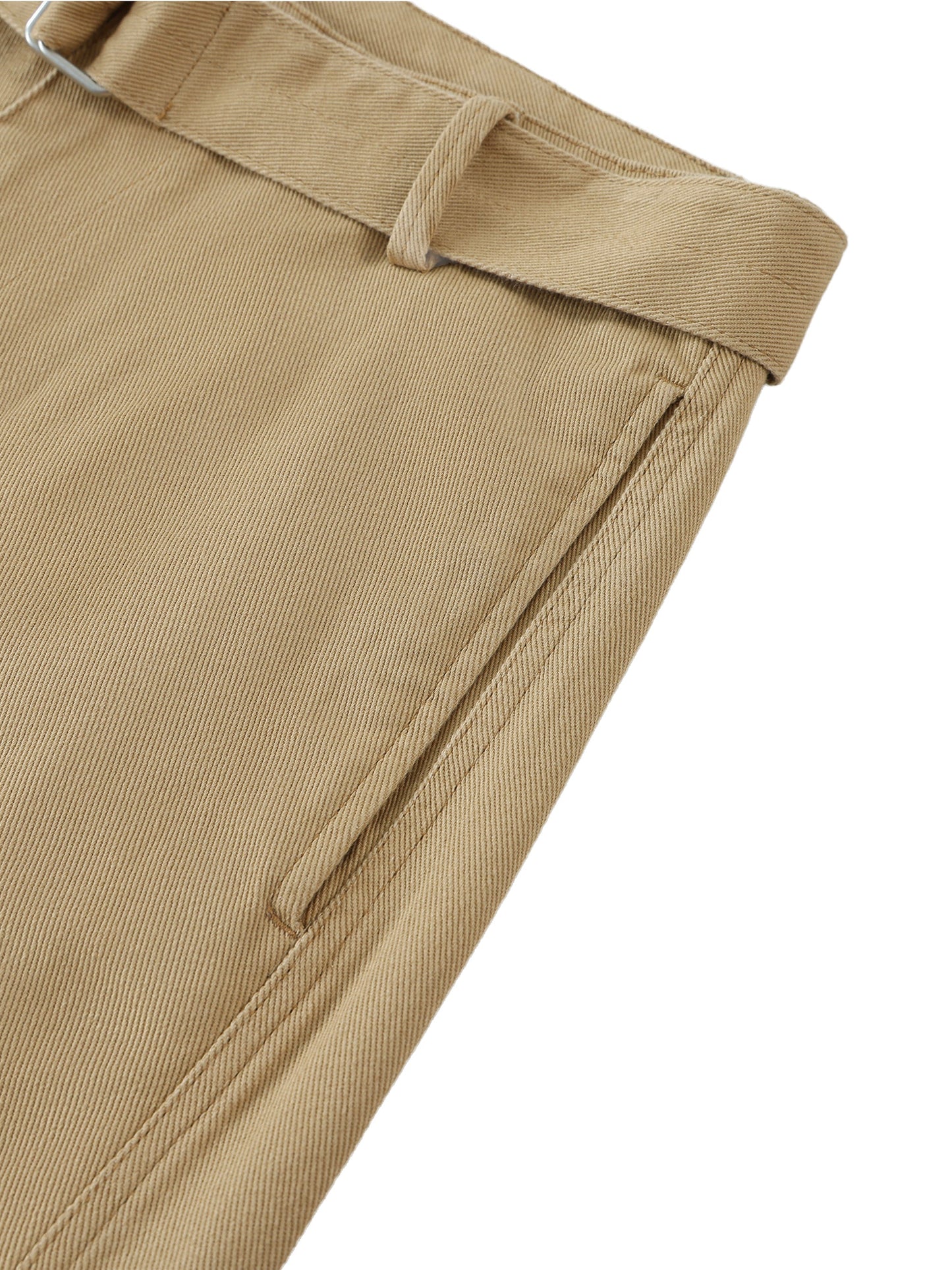 IDGNS WOMEN Belted Barrel-leg Chino Pants IDGNS