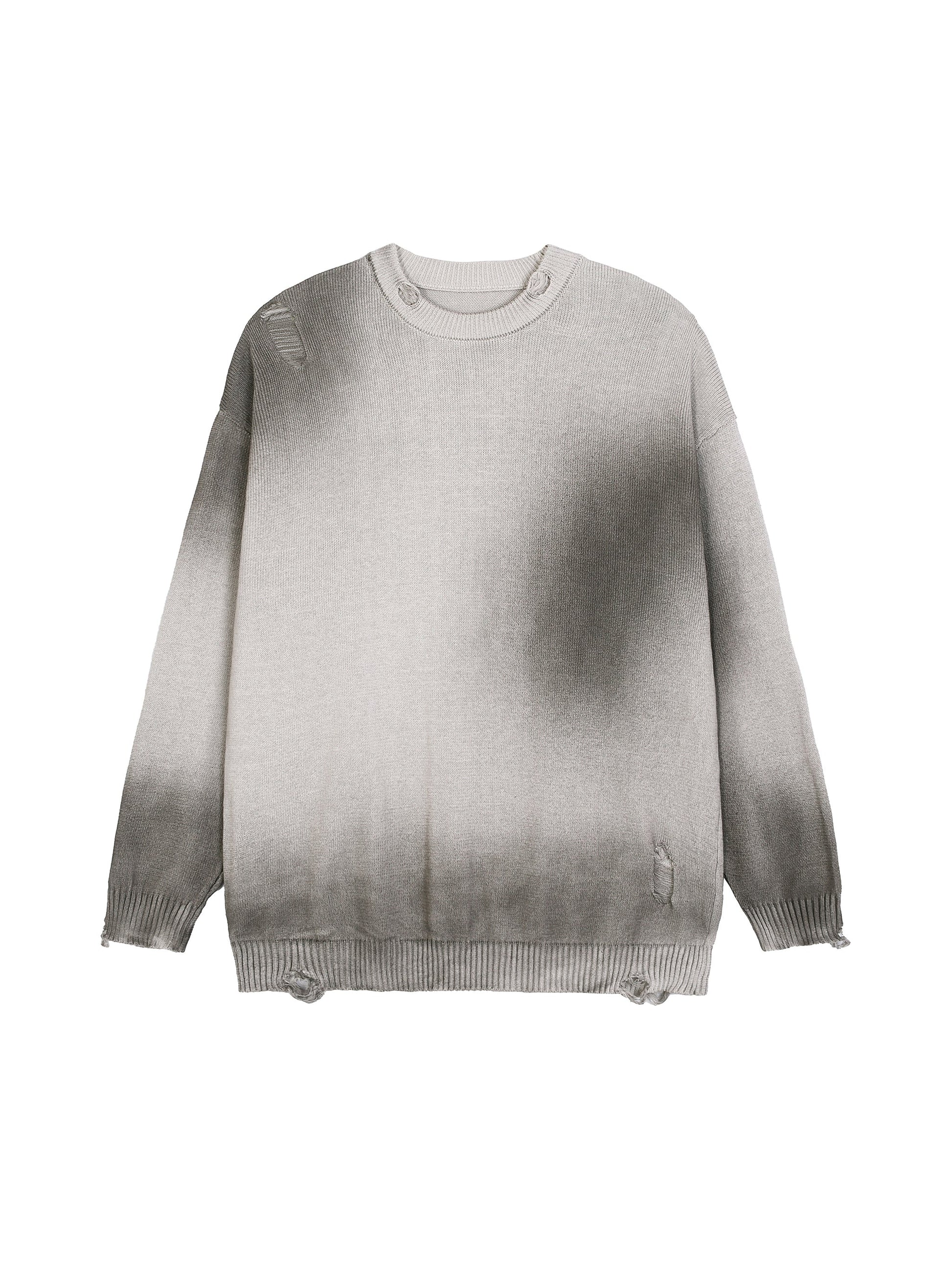 IDGNS LUXURY Sun Fade Distressed Ripped Crewneck sweater IDGNS