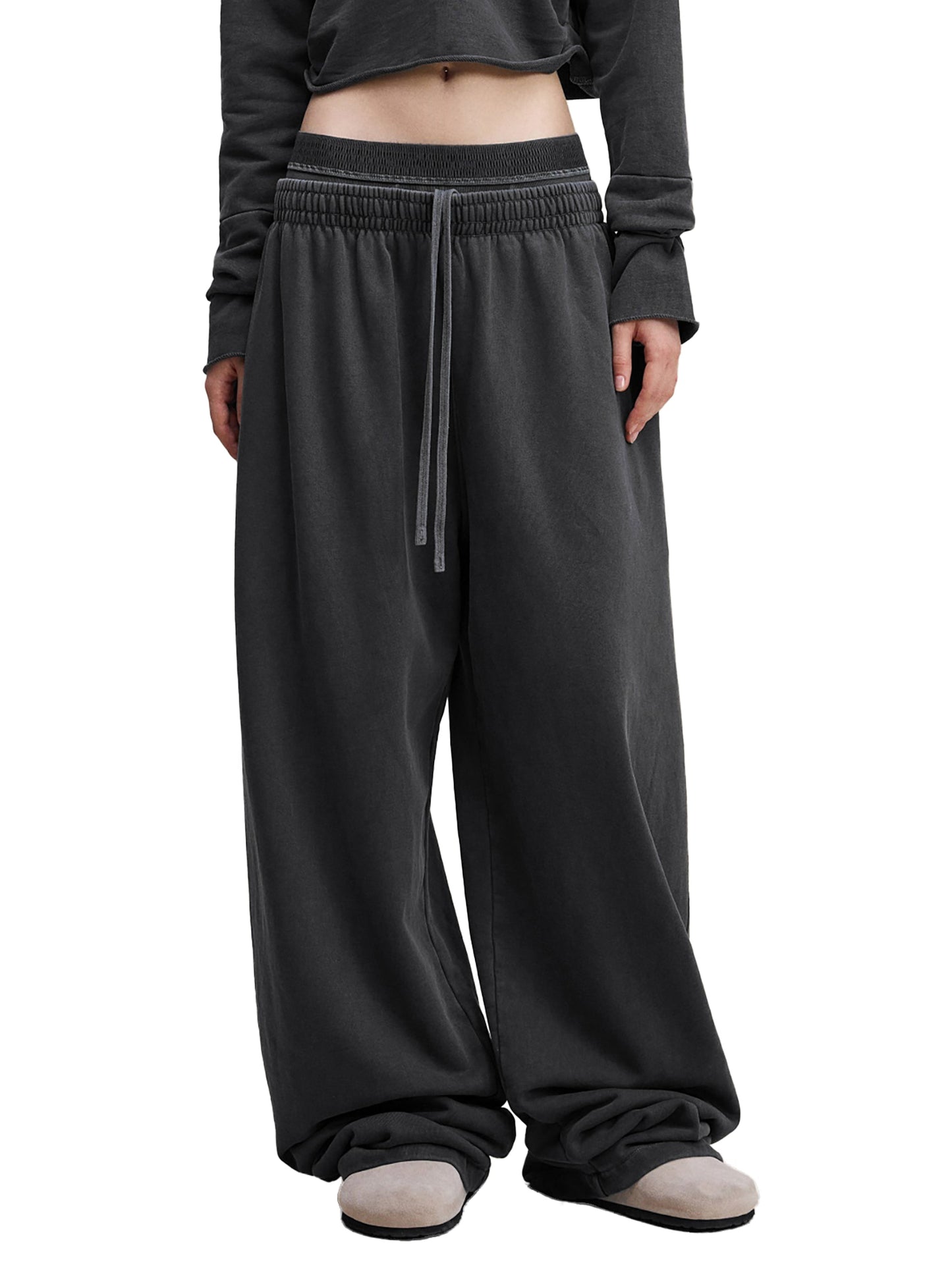 IDGNS Original Woman Vintage Washed Waist Pants ODMPOD