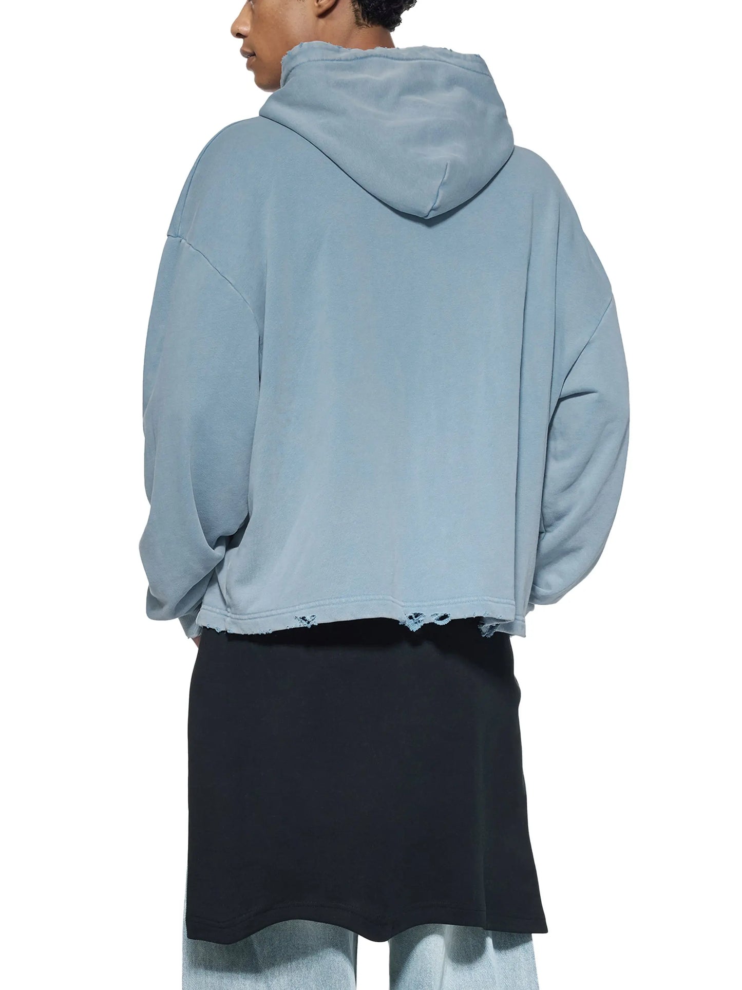 IDGNS Vintage Washed Frayed-Hem Hoodie IDGNS