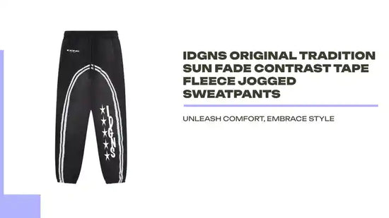 IDGNS ORIGINAL TRADITION Sun Fade Contrast Tape Fleece Jogged Sweatpants by@Outfy